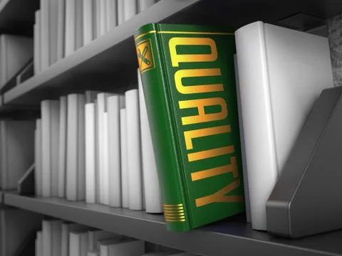 Quality - Title of Green Book. Stock Illustration