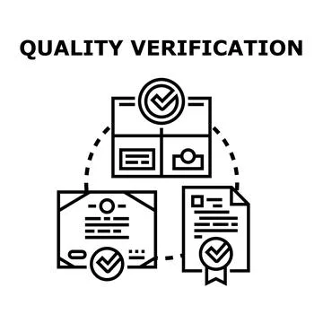 Quality verification process checking product and documentation Stockillustratie