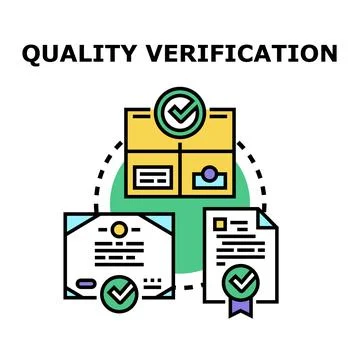 Quality verification process checking product and documentation Illustrazione stock