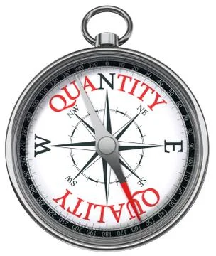 Quality versus quantity concept compass Stock Illustration