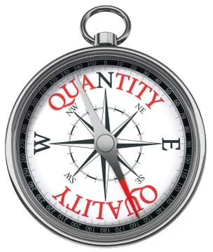 Quality versus quantity concept compass Stock Illustration