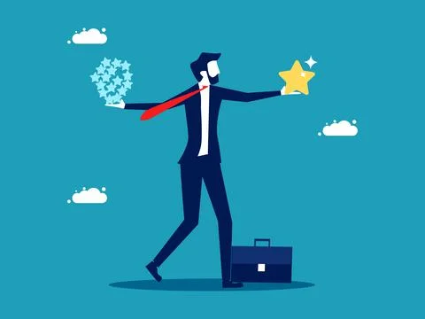 Quality versus quantity. Quality work attitude. business people hold good and Stock Illustration