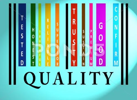Quality word on colored barcode Stock Illustration