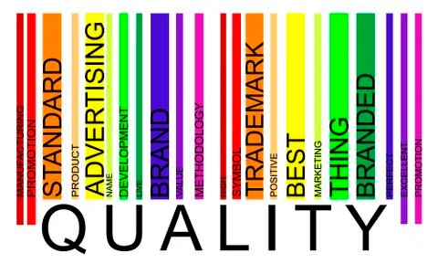 Quality word concept in barcode Illustrazione stock