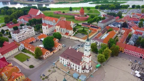 Quant Little Town of Kuanas, Lithuania in the Middle of Europe Stock Footage 280393181
