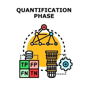 Quantification phase analyzing data and evaluating machine learning Stock Illustration