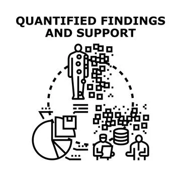 Quantified findings and support in data analysis Stock Illustration