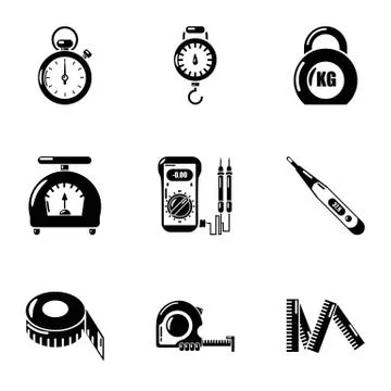 Quantify icons set, simple style Stock Illustration