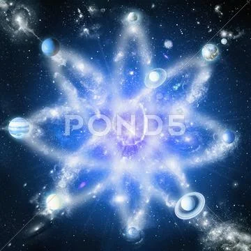 Quantised orbits of the planets Stock Illustration