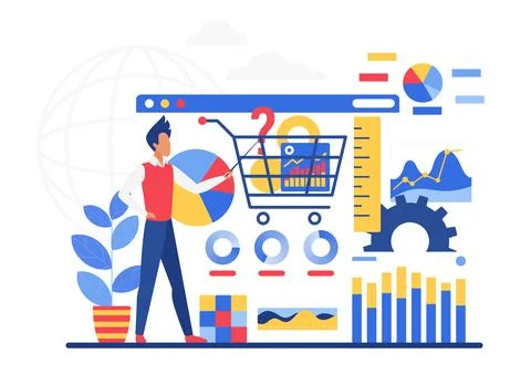Quantitative and qualitative market analysis expertise Stockillustratie