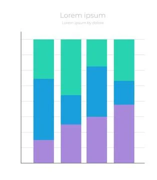 Quantitative business analytics stacked column infographic chart template Stock Illustration