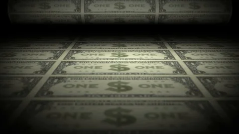 Quantitative Easing With Dollar Bills Print Animation Stock Footage 125250915