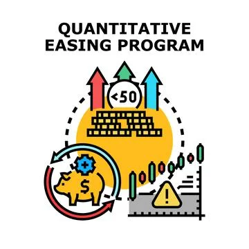 Quantitative easing program increasing money supply and managing financial .. Illustrazione stock