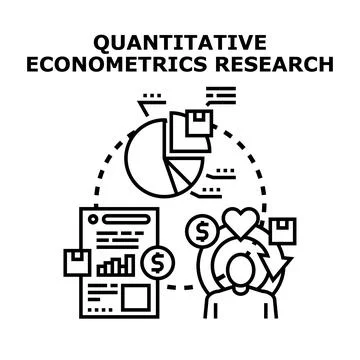 Quantitative econometrics research analyzing economic data analytics Stock Illustration