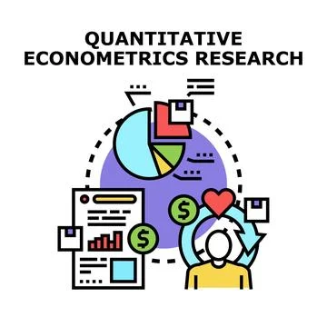 Quantitative econometrics research analyzing economic data analytics Stock Illustration