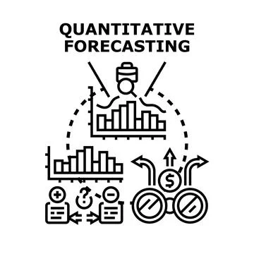 Quantitative forecasting business data analysis predicting trends Stock Illustration