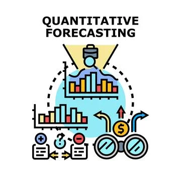 Quantitative forecasting business data analysis predicting trends Stock Illustration