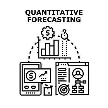 Quantitative forecasting concept analyzing business data prediction Stock Illustration