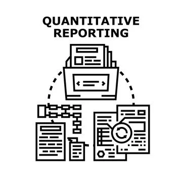 Quantitative reporting managing data analysis and business results Stock Illustration
