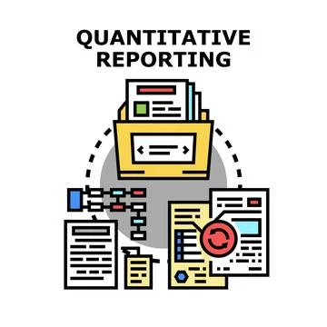 Quantitative reporting managing data analysis and business results Stock Illustration