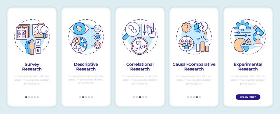 Quantitative research onboarding mobile app screen Illustrazione stock