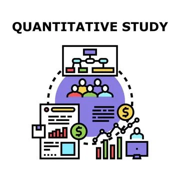 Quantitative study analyzing business data and research Stock Illustration
