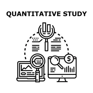 Quantitative study analyzing data and market research Stock Illustration