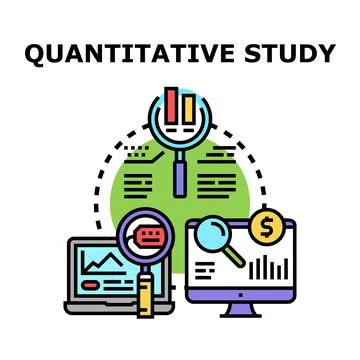 Quantitative study analyzing data and market research Stock Illustration