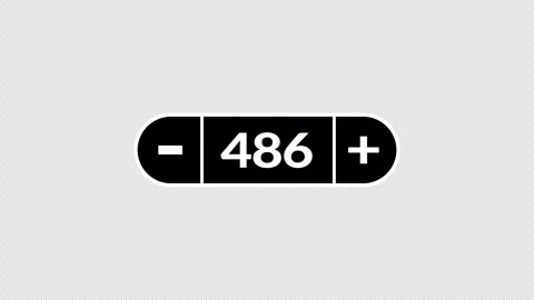 Quantity counter with plus and minus controls on white background Stock Footage 337079473