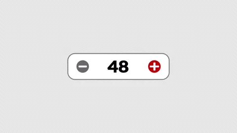 A quantity counter with plus and minus controls Stockbeeldmateriaal 337079480