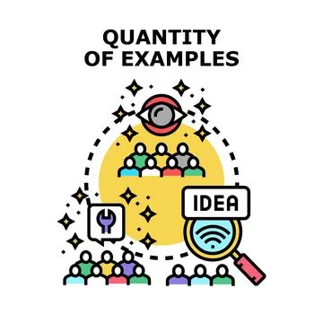 Quantity of examples concept vector icon illustrating solutions Illustrazione stock