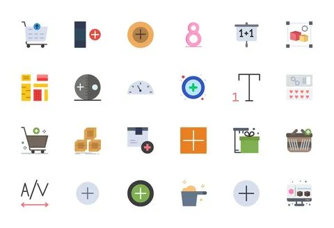 Quantity Ultimate Vector Package with 24 64x64 Flat Display Perfect Icons Stock Illustration