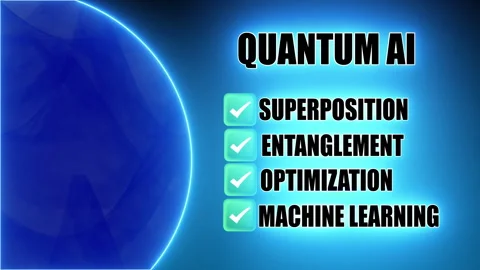 Quantum AI - Neon text on blue background Stock Footage 302480521