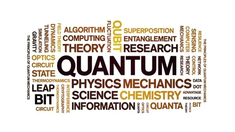 Quantum animated word cloud,animation tag kinetic typography seamless loop. Stock Footage 325046262
