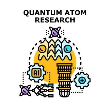 Quantum atom research and artificial intelligence technology 스톡 일러스트
