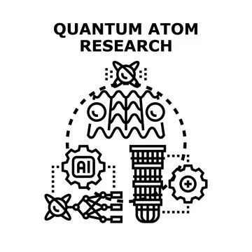 Quantum atom research and artificial intelligence technology 스톡 일러스트
