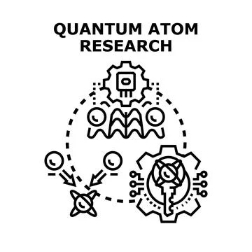 Quantum atom research and new technology development Stock Illustration