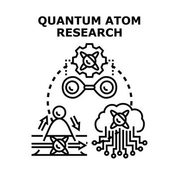 Quantum atom research and quantum data processing concept 스톡 일러스트