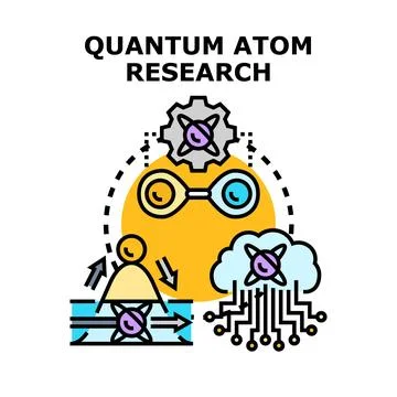 Quantum atom research and quantum data processing concept Stock Illustration