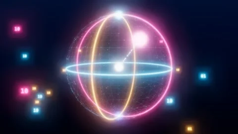 Quantum bloch sphere superposition animation Stock Footage 339332689