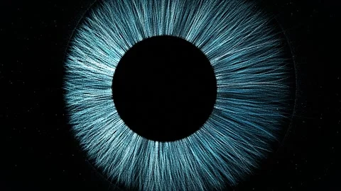 Quantum braided iris strands wiper sweep eye scan Stock Footage 343054173
