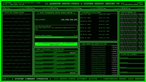 Quantum Brute Force System Reboot Engine. Stock Footage 346670962