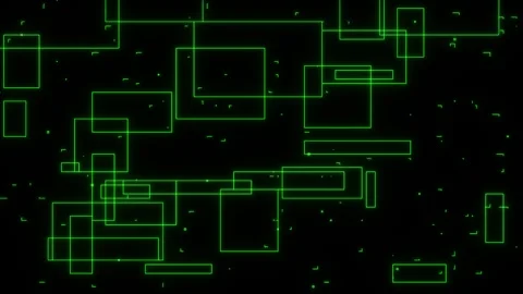 Quantum Circuit Glowing Gridlines in Midnight Matrix Loop Animated Stock Footage 314327191