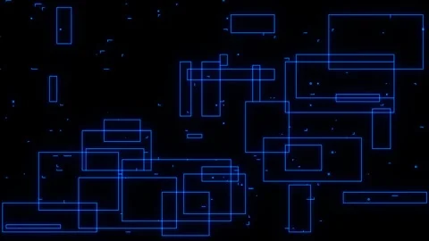 Quantum Circuit Glowing Gridlines in Midnight Matrix Loop Animated Stock Footage 314327196