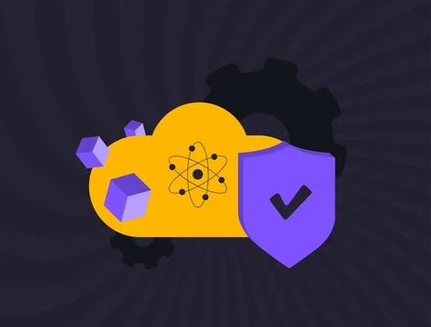 Quantum cloud security change encrypted data storage with post-quantum Stock Illustration