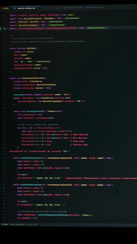 Quantum Code Simulating Bloch Sphere in Vibe Coding Studio Setup Stock Footage 347521852