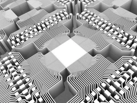 Quantum compute, electronic circuitry Illustrazione stock