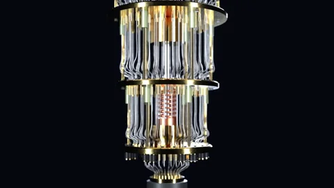 Quantum computer 3D render loop rotating on black Stock Footage 348319437