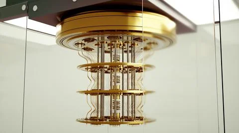 Quantum computer case bright background Stock Illustration