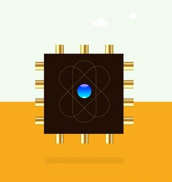 Quantum computer chip modern tech Stock Illustration